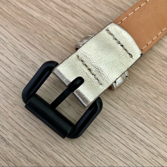 Vintage Tomas Maier Gold Metallic Italian Leather Lips Wide Designer Belt. 38 main image 10